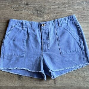 CHELSEA & VIOLET CV High Rise Blue Button Fly Cargo Shorts Size 28